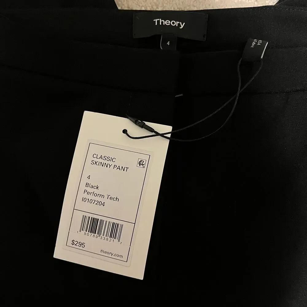 Theory Perform Tech Classic Crop Skinny Pants Black Size 4